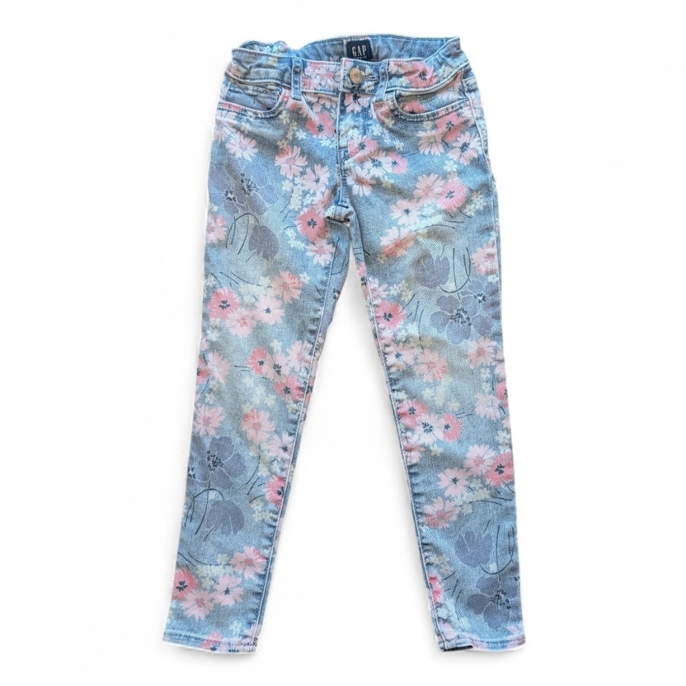 GAP Jeans Girl's Floral Print Skinny Jeans Cotton Casual Size 6